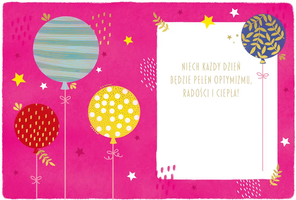 Karnet B6 Urodziny - Balony na różu - tantis.pl