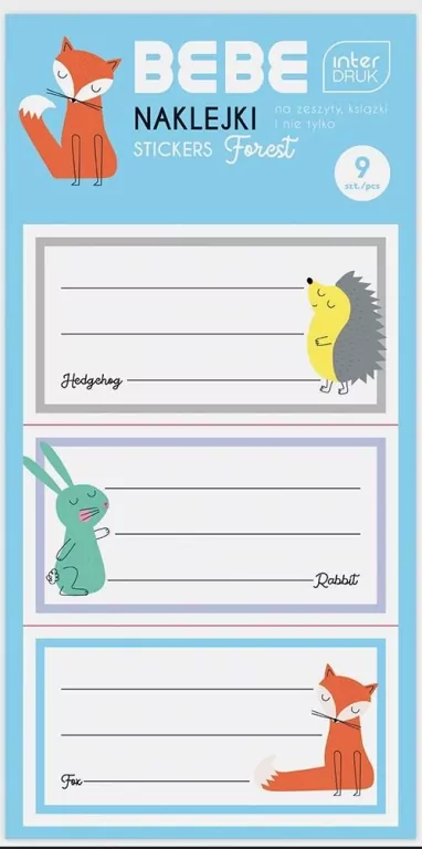 Interdruk. Naklejki na zeszyty, 9 sztuk - tantis.pl