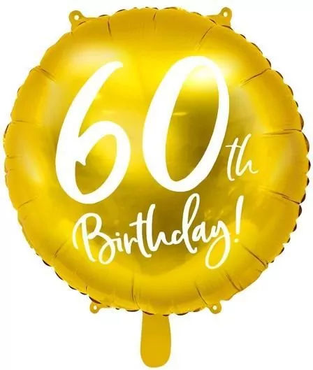 Balon foliowy 45cm. 60th Birthday złoty - tantis.pl