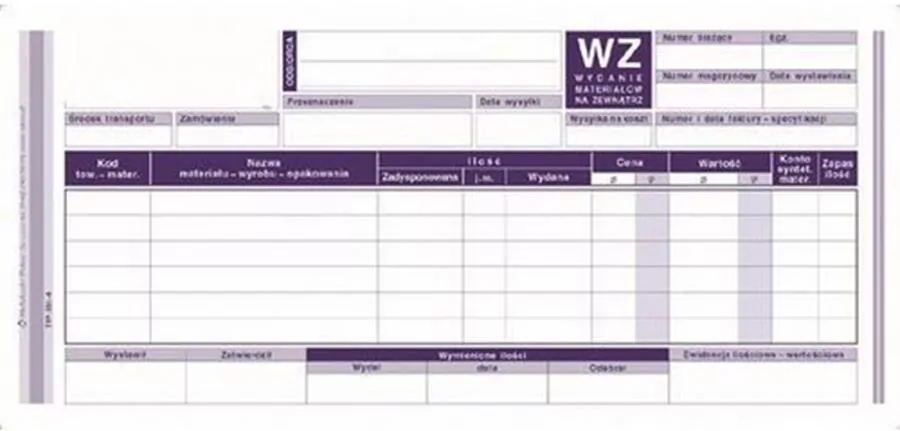 WZ Wydanie materiałów na zewnątrz 351-8 - tantis.pl