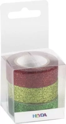 Tasiemki brokatowe zielone i czerwone