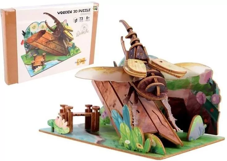 Puzzle 3D drewniane chrząszcz na drzewie - tantis.pl