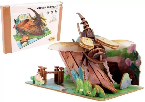 Puzzle 3D drewniane chrząszcz na drzewie