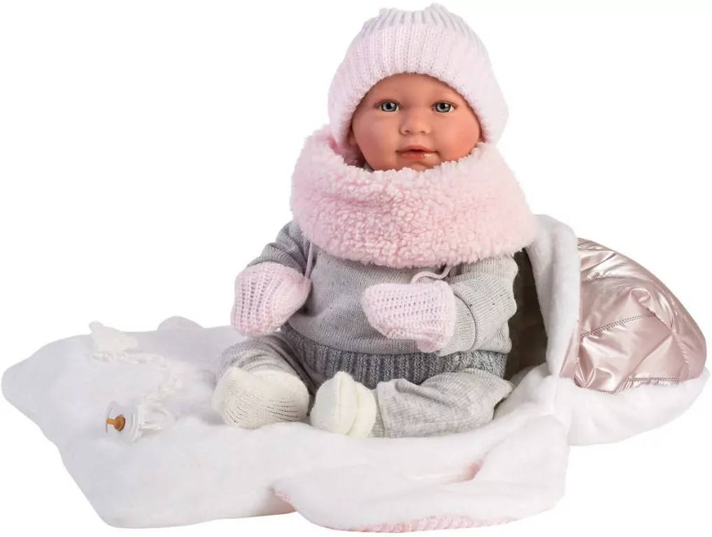 Llorens lalka hiszpańska bobas płacząca Mimi nosidełkiem 42cm - tantis.pl