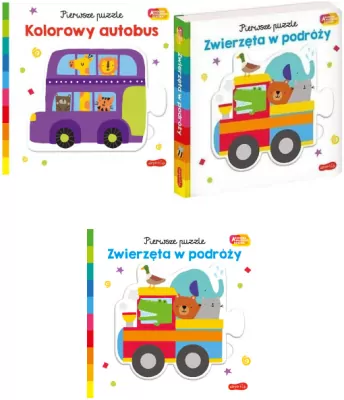 Pakiet:  Kolorowy autobus /  Zwierzęta w podróży / Arka Noego. Pierwsze puzzle. Akademia Mądrego Dziecka