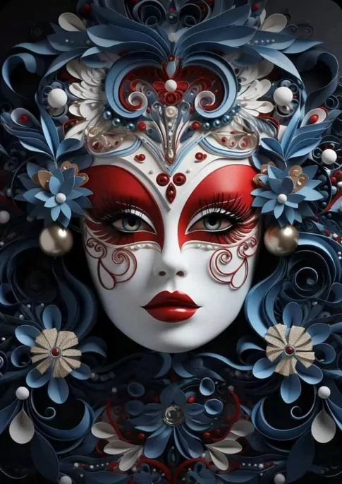 Diamentowa Mozaika Kobieta twarz maska karnawałowa NO-2003062 - tantis.pl