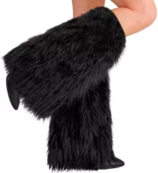 Futrzaste ocieplacze na nogi czarne