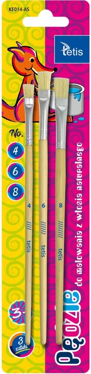 Pędzle płaskie (rozm.4,6,8). 3 sztuki - tantis.pl