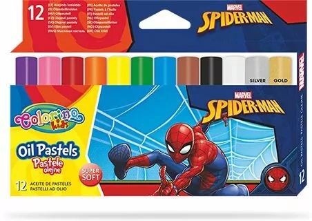Pastele olejne Colorino Kids trójkątne 12 kolorów Spiderman - tantis.pl