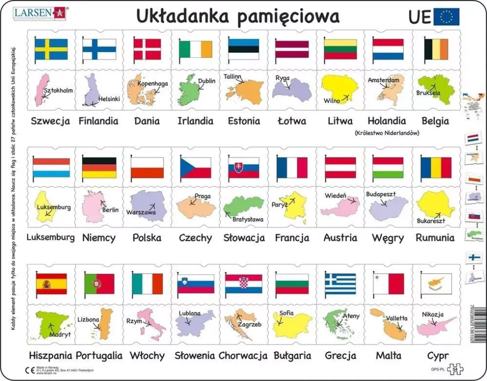 Układanka Unia Europejska. Flagi, stolice - tantis.pl