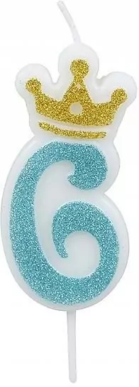 Świeczka 6 niebieska 6,8cm PARTY GO - tantis.pl