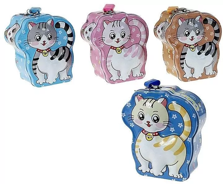 Skarbonka metalowa kotek z kłódką MIX - tantis.pl