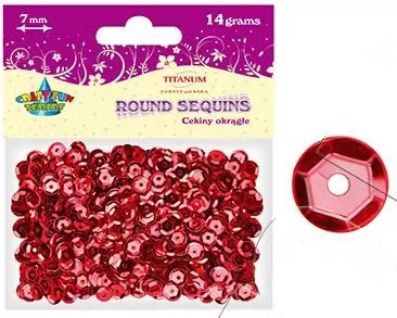 Cekiny okrągłe czerwone metaliczne 7mm 14g.(cm6r) - tantis.pl