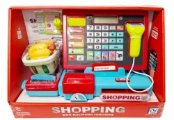 Kasa sklepowa z koszykiem i akcesoriami