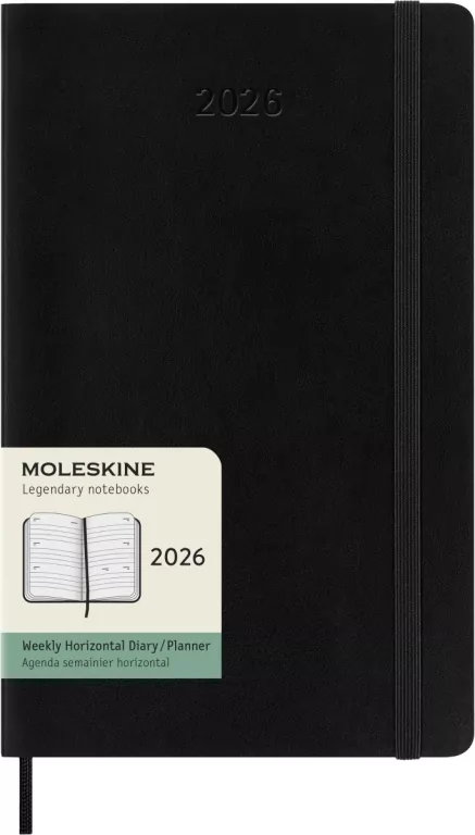 Kalendarz 2026 12m Moleskine L tygodniowy Horyzontalny miękka oprawa czarny 13x21cm - tantis.pl