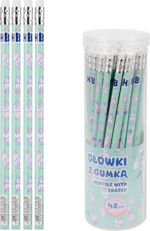 Ołówek z gumką HB Bubble Tea (48szt) - tantis.pl
