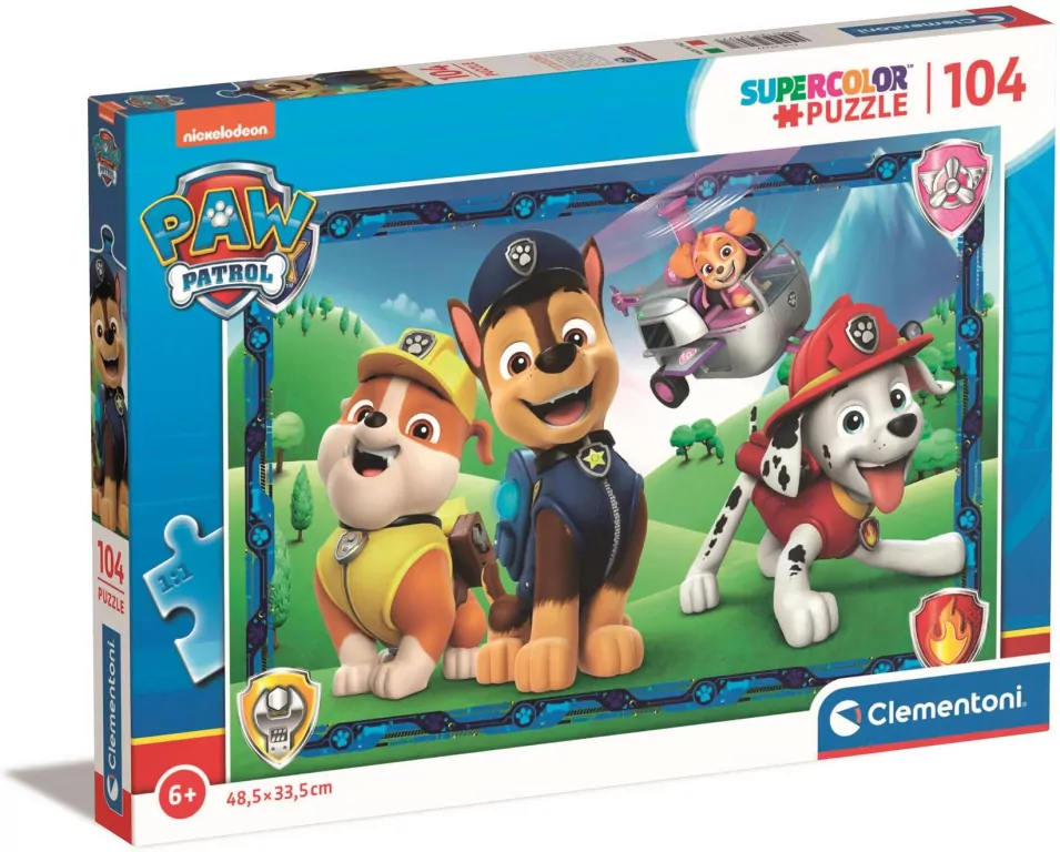 Clementoni. Puzzle. Super Kolor Paw Patrol, 104 elementy - tantis.pl