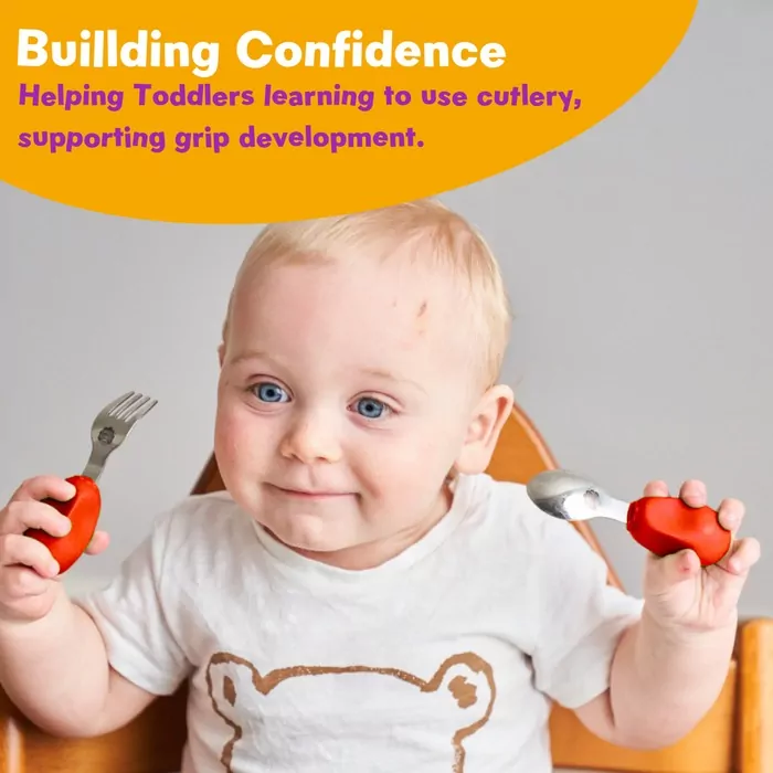 Nana's Manners Zestaw sztućców widelec i łyżka pomarańczowy - tantis.pl