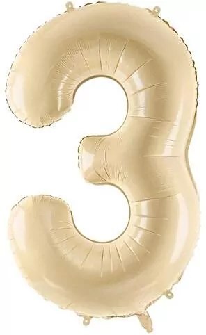 Balon foliowy cyfra 3 72cm beż - tantis.pl