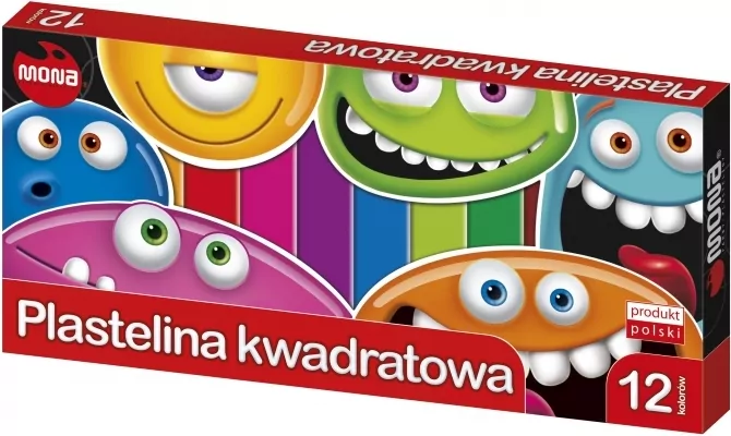 Plastelina kwadratowa 12 kolorów MONA - tantis.pl