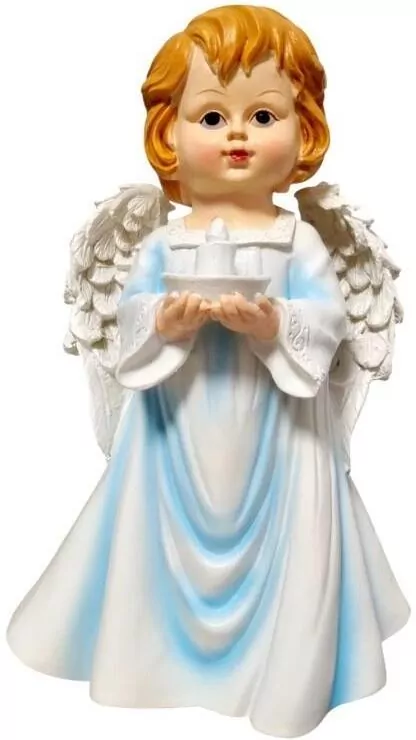 Figurka Anioł ze Świeczką - Niebieski 22cm - tantis.pl
