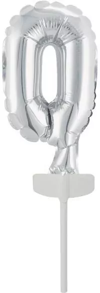 Balon foliowy mini cyfra 0 srebrna 7,5x12cm - tantis.pl