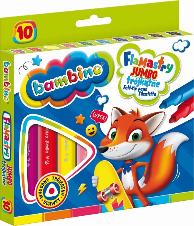 Flamastry Jumbo trójkątne Bambino. 10 kolorów - tantis.pl
