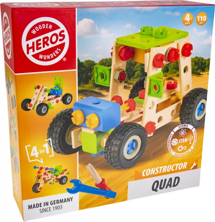Klocki konstrukcyjne Quad drewniany 4w1 110el - tantis.pl