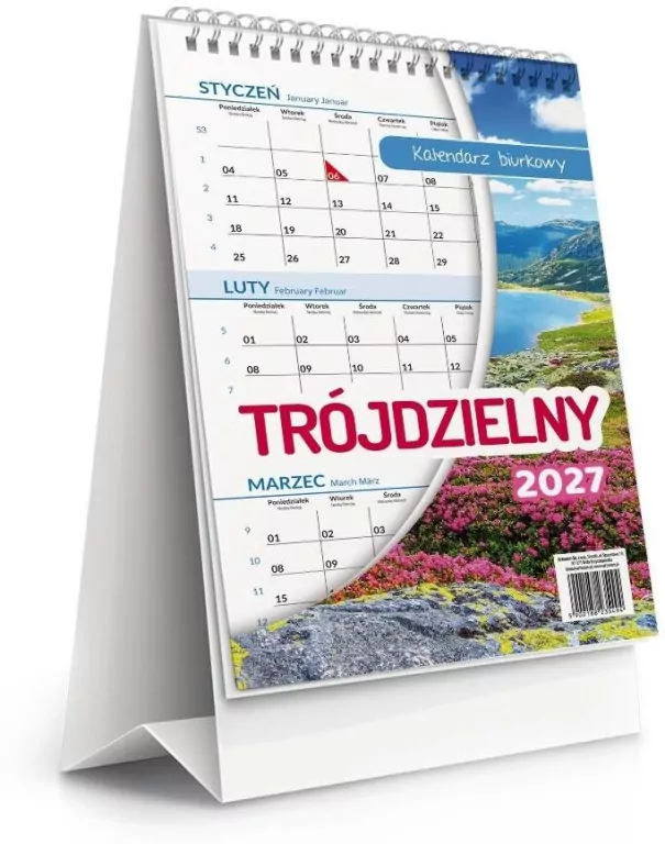 Kalendarz 2027 biurkowy trójdzielny - tantis.pl