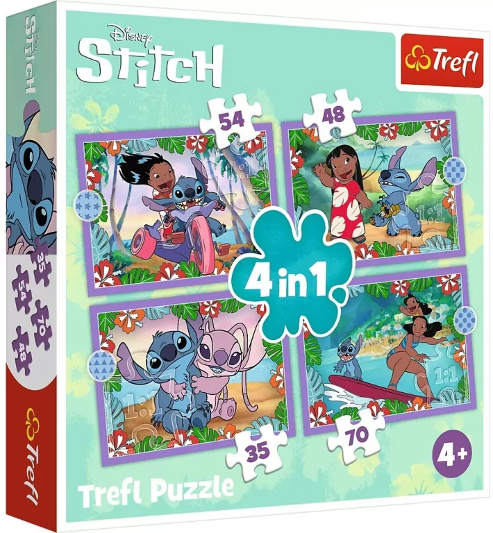 Trefl. Puzzle 4w1. Szalony dzień Lilo & Stitch - tantis.pl