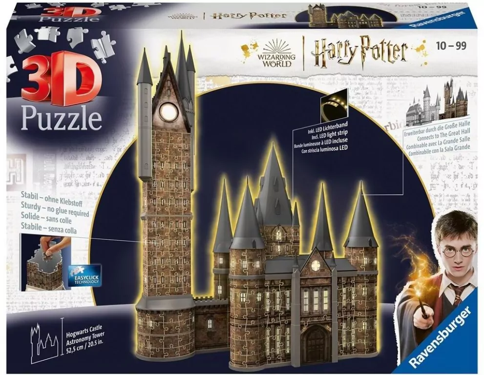 Puzzle 3D 540 Budynki nocą: Zamek Hogwarts Wieża - tantis.pl