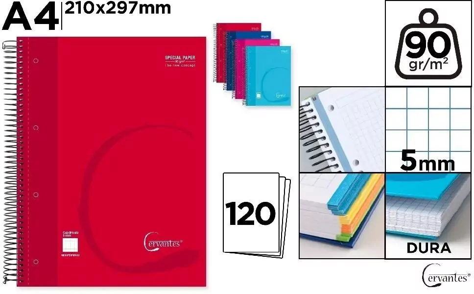 Notatnik A4/120K kołowy kratka MIX - tantis.pl