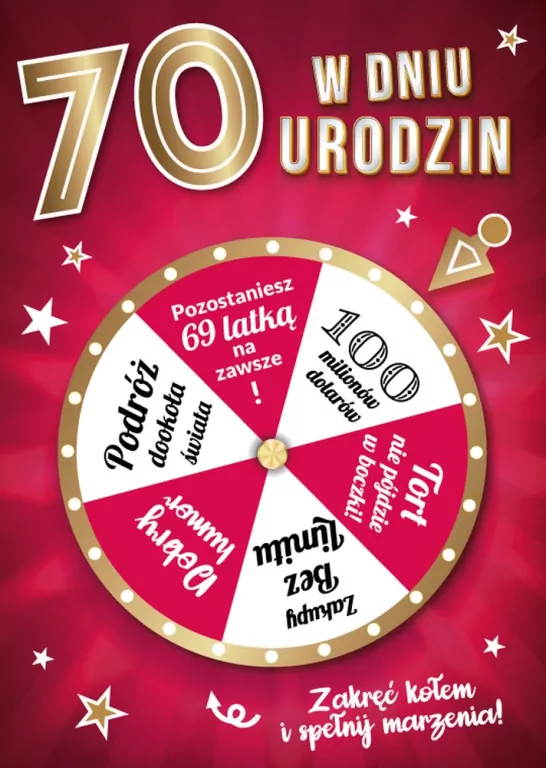 Karnet urodziny 70 B6 z kopertą - tantis.pl