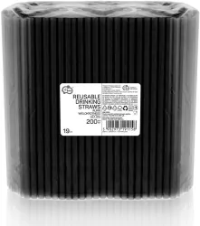 Słomki wielokrotnego użytku. Czarne, 200 sztuk