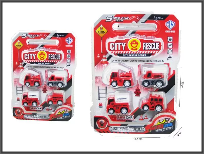 Autka straż 5 cm, 4 szt - tantis.pl