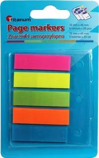 Zakładki indeksujące fluo 12x45mm 5x25 kartek - tantis.pl