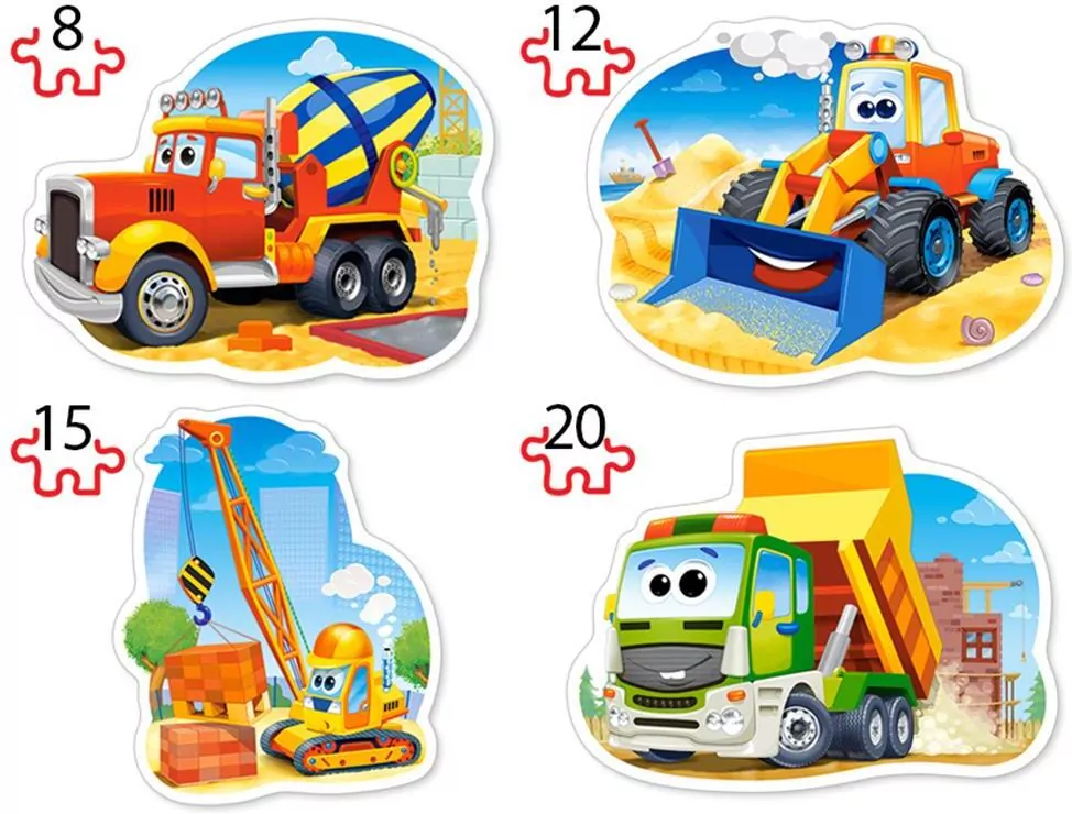 Pojazdy Budowlane. Puzzle maxi 4w1 - tantis.pl