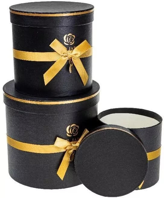 Pudełko Flower Box z kokardą czarny ROZETTE - tantis.pl