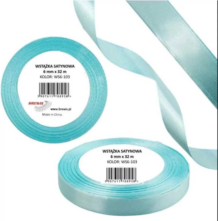 Wstążka satynowa 6mm/32m baby blue - tantis.pl
