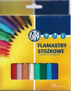 Flamastry stożkowe z trójkątnym uchwytem. 12 kolorów - tantis.pl