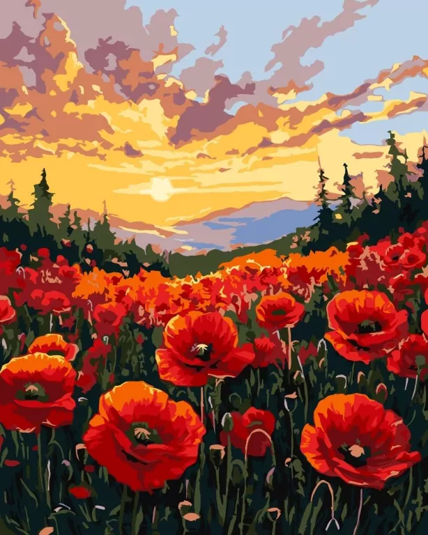 Malowanie po numerach - Pole maków 40x50cm - tantis.pl