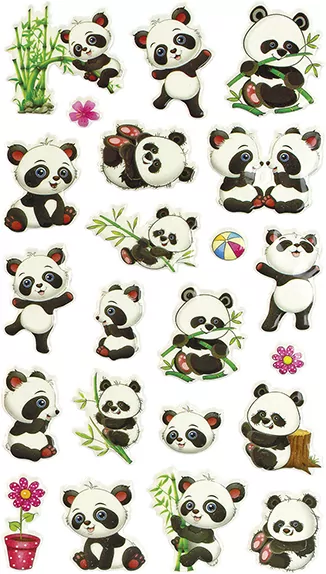 Naklejki wypukłe misie panda mix 22szt - tantis.pl