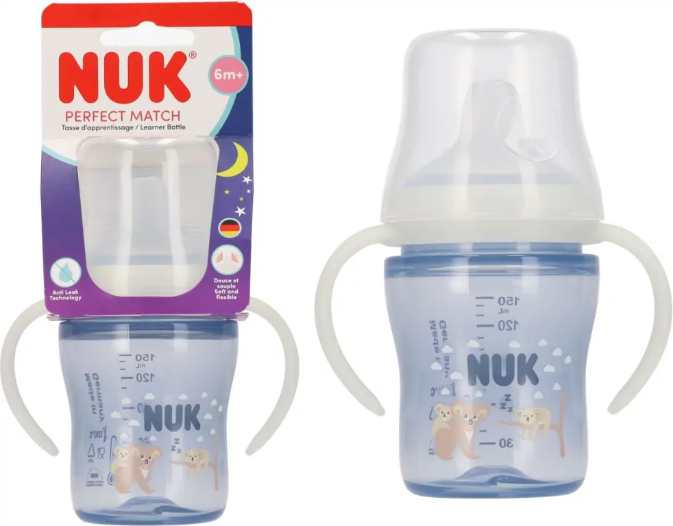 NUK. Butelka z uchwytem. 150 ml. 6 miesięcy. Koala - tantis.pl