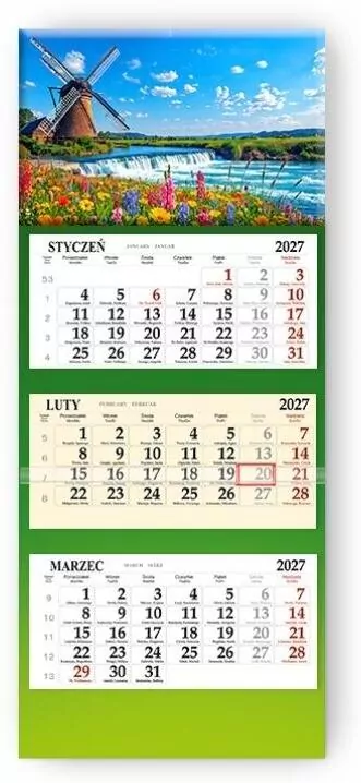 Kalendarz 2027 trójdzielny Wiatrak - tantis.pl