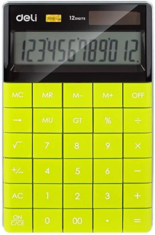 Kalkulator 12-pozycyjny zielony DELI - tantis.pl