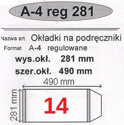 Okładka na podręcznik A4. Regulowana nr 14 - tantis.pl