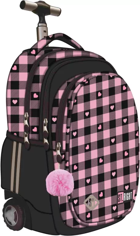 Plecak na kółkach 4 komorowy TB1 Pink Checkered - tantis.pl