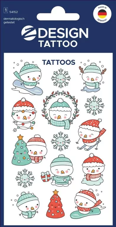 Tatuaże bożonarodzeniowe dla dzieci - bałwanki - tantis.pl