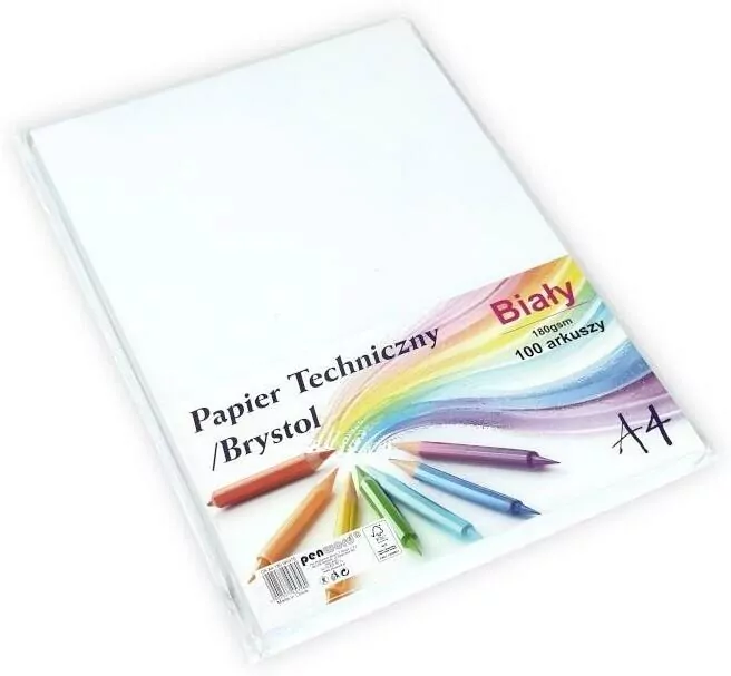 Papier techniczny brystol A4 biały 100 arkuszy - tantis.pl