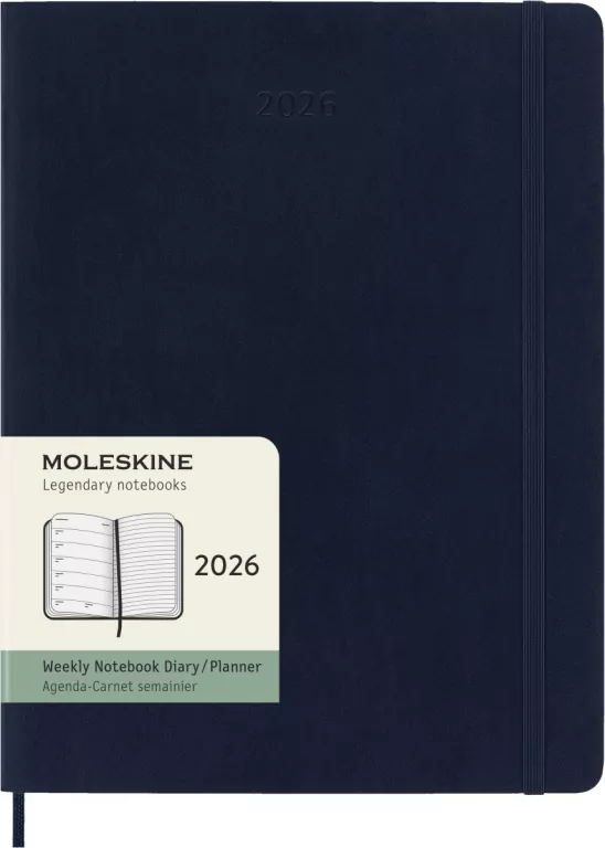 Kalendarz 2026 12M Moleskine XL tygodniowy miękka oprawa Sapphire blue 19x25cm - tantis.pl
